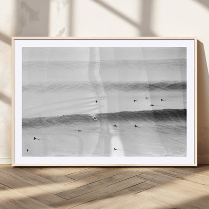 54291445-MGC-FP-36x24_Natural-Black White Ocean Wall Art Canvas Print, Framed Coastal Sport Art Picture Print, Ocean Culture Perfect Minimalist Coastal Decor