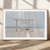 68327283-MGC-FP-36x24_Natural-Beach Swing Wall Art Canvas Print, Framed Quiet Beach Art Picture Print, Calm Shoreline Perfect Bohemian Coastal Decor Artwork