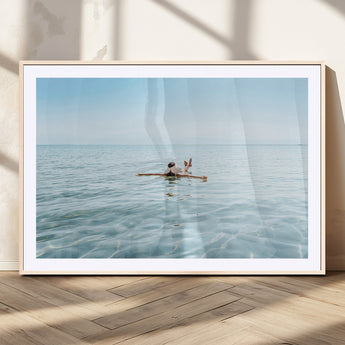 32624554-MGC-FP-36x24_Natural-Swimming Relaxation Wall Art Canvas Print, Framed Peaceful Water Art Picture Print, Clear Sea Perfect Minimalist Aquatic Decor
