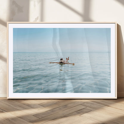 32624554-MGC-FP-36x24_Natural-Swimming Relaxation Wall Art Canvas Print, Framed Peaceful Water Art Picture Print, Clear Sea Perfect Minimalist Aquatic Decor
