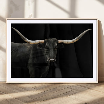 99448328-MGV-CV-36X24-Longhorn Cattle Wall Art Canvas Print, Framed Texas Ranch Art Picture Print, Western Cow Perfect Farmhouse Decor Artwork