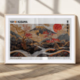 40959107-MGV-CV-36X24-Japanese Fuji Wall Art Print – Red Sun & Cherry Blossom Poster, Gold Wave Ukiyo-e Inspired Modern Japan Landscape Painting,