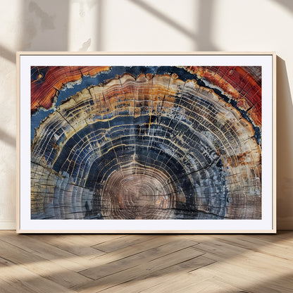 38987581-MGC-FP-36x24_Natural-Tree Ring Art Wall Art Canvas Print, Framed Rustic Wall Decor Art Picture Print, Nature Grain Print Perfect Modern Rustic Decor