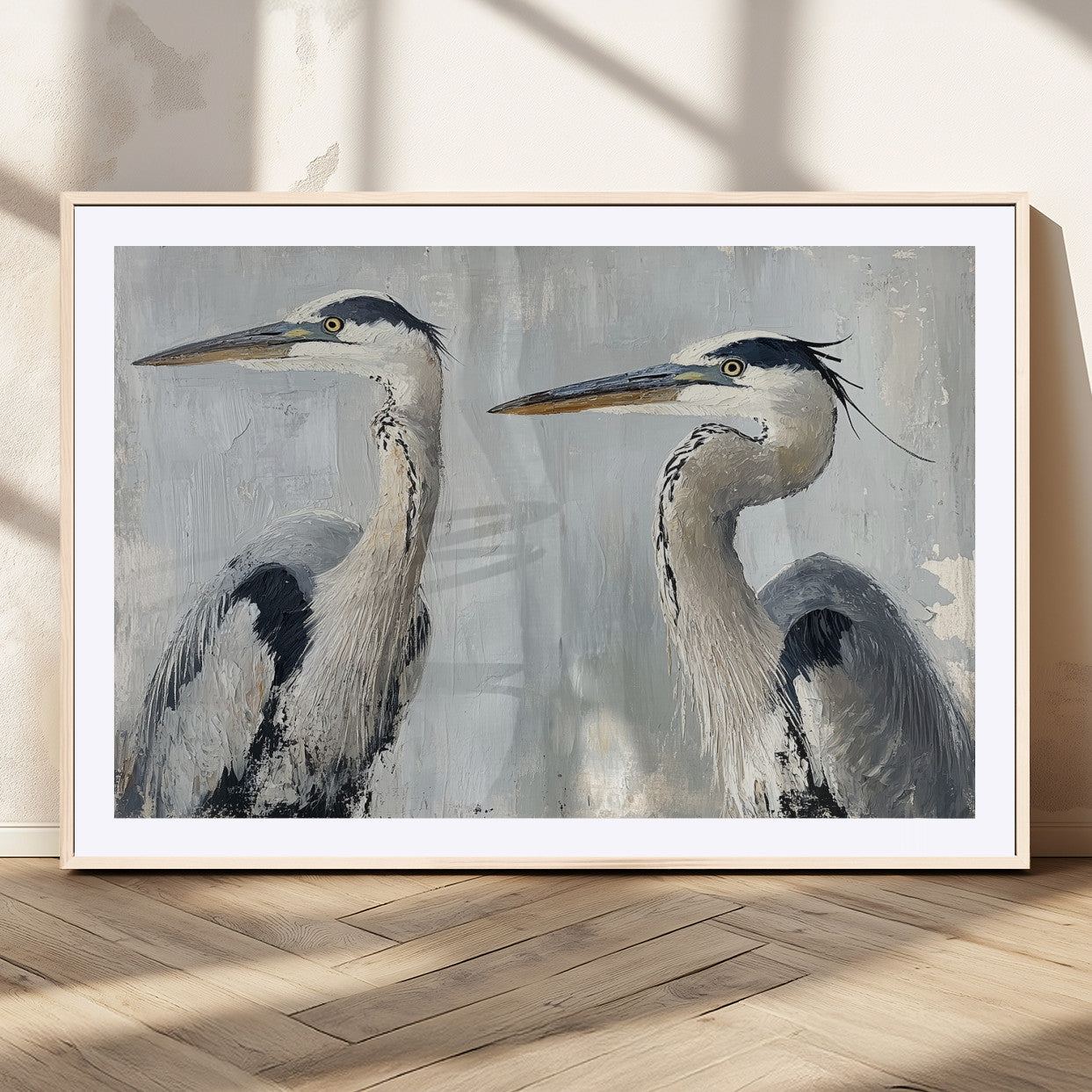 19427826-MGV-CV-36X24-Bird Canvas Decor Wall Art Canvas Print, Framed Coastal Bird Pair Art Picture Print, Minimalist Wildlife Wall Perfect Coastal