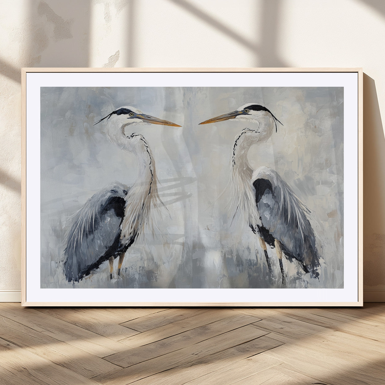90806932-MGV-CV-36X24-Heron Wall Art Wall Art Canvas Print, Framed Bird Canvas Decor Art Picture Print, Nature Inspired Perfect Coastal Minimalist Decor