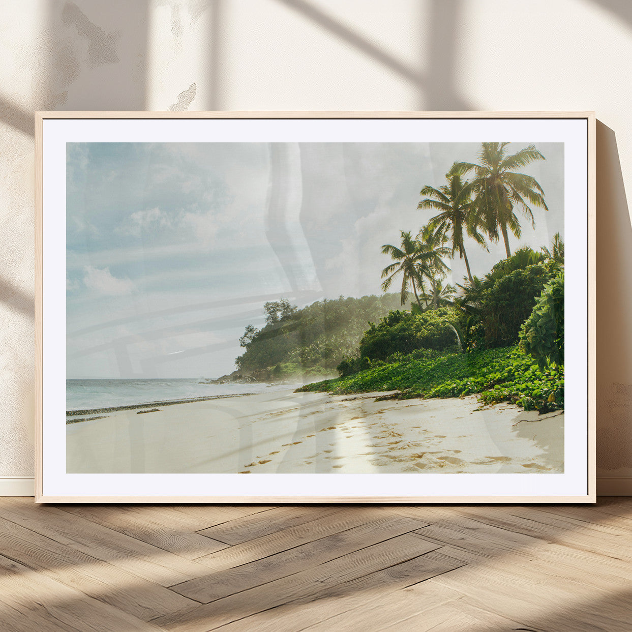 42984524-MGV-CV-36X24-Relaxing Beach Wall Art Canvas Print, Framed Ocean View Art Picture Print, Coastal Serenity Perfect Tropical Coastal Decor Artwork