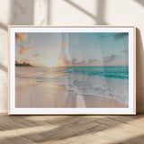 94538225-MGV-CV-36X24-Beach Sunset Wall Art Canvas Print, Framed Ocean Waves Art Picture Print, Summer Escape Perfect Coastal Serenity Decor Artwork