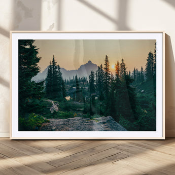 66397982-MGV-CV-36X24-Mountain Landscape Wall Art Canvas Print, Framed Forest Serenity Art Picture Print, Mountain Landscape Perfect Rustic Wilderness