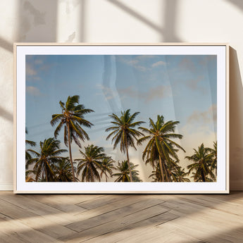 99033771-MGV-CV-36X24-Palm Trees Wall Art Canvas Print, Framed Tropical Vibes Art Picture Print, Coastal Sunset Perfect Coastal Boho Decor Artwork