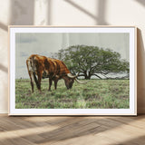 91866234-MGV-CV-36X24-Texas Longhorn Wall Art Canvas Print, Framed Rustic Ranch Art Picture Print, Western Cattle Perfect Rustic Farmhouse Decor Artwork