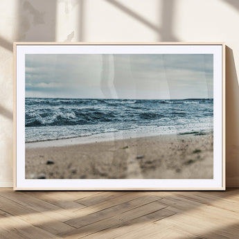 81812590-MGV-CV-36X24-Ocean Wall Art Wall Art Canvas Print, Framed Coastal Canvas Art Picture Print, Moody Seascape Perfect Coastal Minimalist Decor