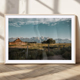 92497443-MGV-CV-36X24-Rustic Farmhouse Wall Art Canvas Print, Framed Mountain Cabin Art Picture Print, Western Landscape Perfect Rustic Farmhouse Decor