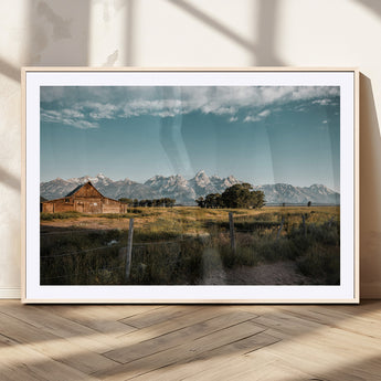 92497443-MGV-CV-36X24-Rustic Farmhouse Wall Art Canvas Print, Framed Mountain Cabin Art Picture Print, Western Landscape Perfect Rustic Farmhouse Decor