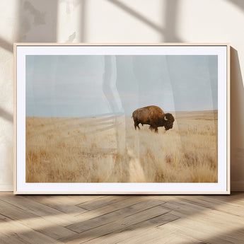 61392510-MGV-CV-36X24-Buffalo Wall Art Wall Art Canvas Print, Framed Western Wildlife Decor Art Picture Print, Rustic Farmhouse Art Perfect Rustic