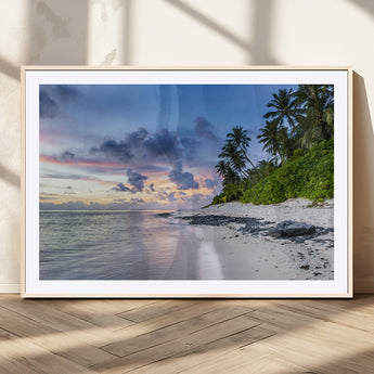 75045485-MGV-CV-36X24-Tropical Beach Wall Art Canvas Print, Framed Sunset Glow Art Picture Print, Palm Tree Coast Perfect Tropical Coastal Decor Artwork
