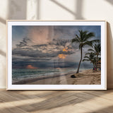 62574547-MGV-CV-36X24-Tropical Storm Wall Art Canvas Print, Framed Moody Beach Art Picture Print, Dramatic Sky Perfect Tropical Coastal Decor Artwork