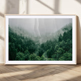 45265379-MGV-CV-36X24-Misty Forest Wall Art – Green Mountain Pine Tree Landscape Canvas Print, Nature Photography Artwork Home Decor for Bedroom, Living