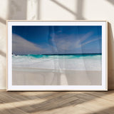 55017356-MGC-FP-36x24_Natural-Ocean Beach Wall Art – Turquoise Wave and White Sand Shoreline Canvas Print, Coastal Seascape Photography Decor for Living Room,