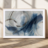 49589477-MGC-FP-36x24_Natural-Blue Abstract Wall Art – Modern Circle Canvas Print with Gold and Black Accents, Contemporary Fluid Brushstroke Painting for