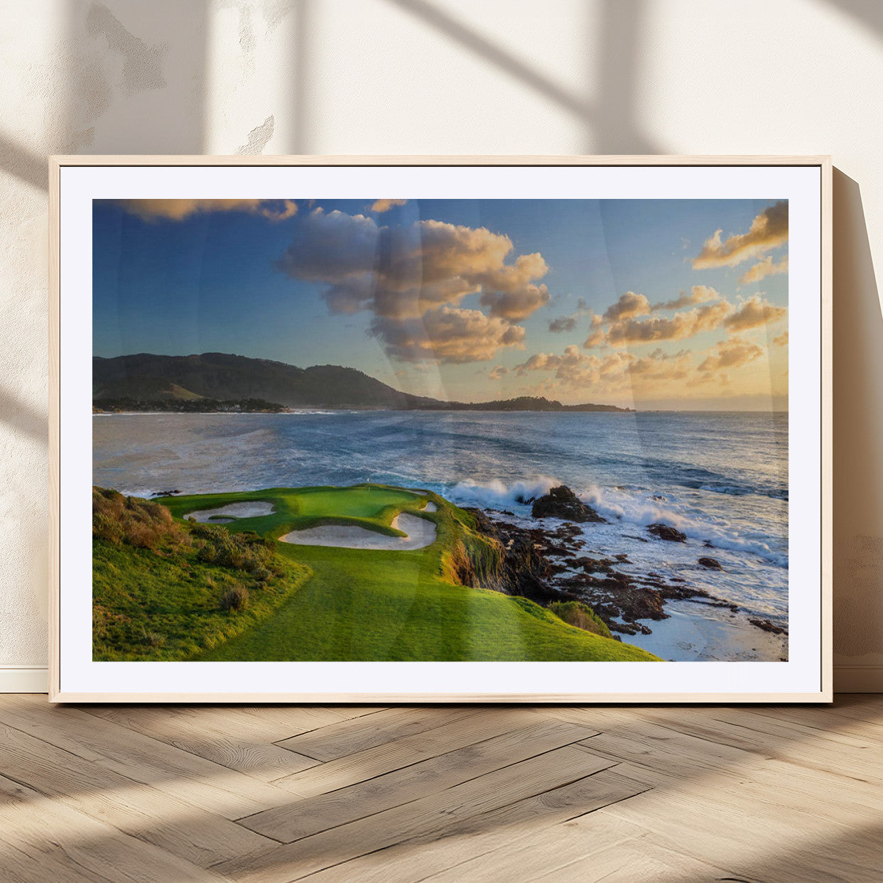 50107048-MGV-CV-36X24-Golf Course Wall Art – Coastal Ocean View Canvas Print, Scenic Fairway Landscape Decor for Office, Man Cave, Bedroom, or Living