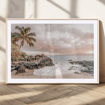 14214613-MGV-CV-36X24-Tropical Beach Wall Art – Palm Tree and Ocean Sunset Canvas Print, Relaxing Coastal Landscape Decor for Living Room, Bedroom, or