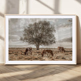 87590224-MGC-FP-36x24_Natural-Longhorn Cattle Wall Art – Rustic Western Landscape Canvas Print, Texas Farmhouse Prairie Scene for Living Room, Office, or Ranch