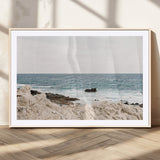 25481980-MGV-CV-36X24-Ocean Coastal Wall Art – Rocky Shoreline and Waves Canvas Print, Serene Beach Landscape Decor for Living Room, Bedroom, or Office