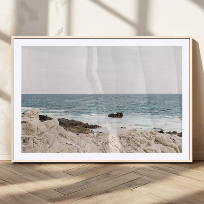 25481980-MGV-CV-36X24-Ocean Coastal Wall Art – Rocky Shoreline and Waves Canvas Print, Serene Beach Landscape Decor for Living Room, Bedroom, or Office