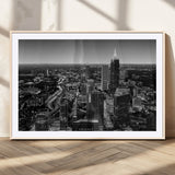 46578567-MGC-FP-36x24_Natural-Atlanta Skyline Wall Art – Black and White Cityscape Canvas Print, Modern Urban Night Decor for Office, Living Room, or Apartment