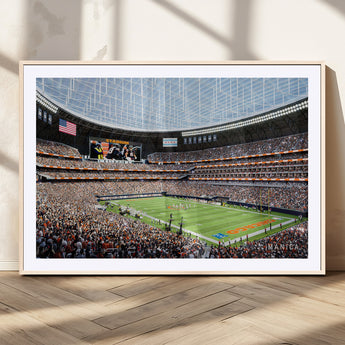 32530647-MGV-CV-36X24-Chicago Bears Stadium Wall Art – Futuristic Dome Arena Canvas Print, Modern Football Concept Design Decor for Man Cave, Bar, or