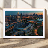 36690345-MGV-CV-36X24-Soldier Field Wall Art – Chicago Bears Stadium Aerial Night Canvas Print, City Skyline Football Decor for Living Room, Office, or