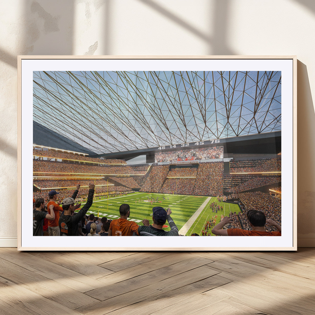81960112-MGV-CV-36X24-Futuristic Football Stadium Wall Art – Modern Dome Arena Canvas Print, Chicago Bears Concept Design Sports Decor for Man Cave or