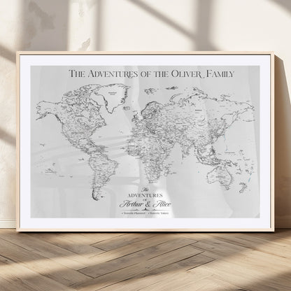 21029247-MGV-CV-36X24-Minimalist World Map Wall Art – Black and White Travel Adventure Print, Modern Family Travel Map Decor for Living Room, Bedroom,
