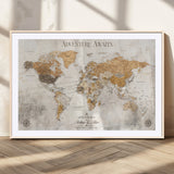 99422096-MGC-FP-36x24_Natural-Adventure Awaits World Map Wall Art – Neutral Beige Canvas Print, Modern Travel Inspired Wall Decor for Living Room, Bedroom or