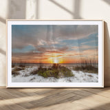 58266230-MGC-FP-36x24_Natural-Sunset Beach Canvas Wall Art – Coastal Ocean Landscape Print, Seaside Nature Art for Coastal Chic Decor, Living Room, Bedroom,