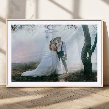 CSTM913-MGC-FP-36x24_Natural-Framed Wedding Canvas Print - Custom Wall Art Keepsake for Couples, Elegant Home Decoration Gift, Create Your Own Photo Canvas