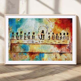 YKE34632598CR-MGV-CV-36X24-Abstract Last Supper with Apostles Wall Art Canvas Print