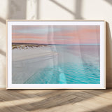 41613614-MGC-FP-36x24_Natural-Beach Sunset Wall Art – Pastel Ocean Canvas Print, Turquoise Water and Pink Sky Photography Decor for Bedroom, Living Room, Office