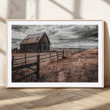 70676381-MGC-FP-36x24_Natural-Rustic Barn Wall Art – Weathered Farmhouse Canvas Print, Country Landscape Photography Decor for Bedroom, Living Room, Office,