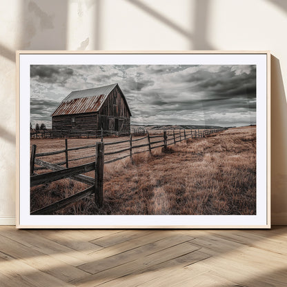 70676381-MGC-FP-36x24_Natural-Rustic Barn Wall Art – Weathered Farmhouse Canvas Print, Country Landscape Photography Decor for Bedroom, Living Room, Office,
