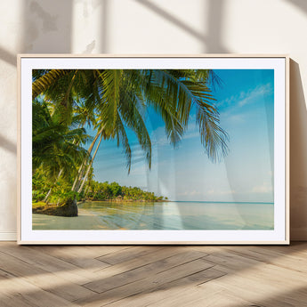 65056721-MGC-FP-36x24_Natural-Tropical Beach Wall Art – Palm Tree Coastal Photography Print, Relaxing Ocean Paradise Landscape, Island Seascape Home or Office