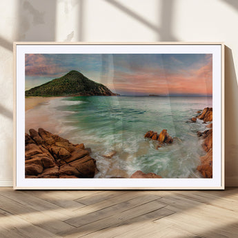 53831025-MGC-FP-36x24_Natural-Coastal Landscape Wall Art – Tropical Beach Ocean Canvas Print, Sunset Mountain View Photography Decor for Living Room, Bedroom,