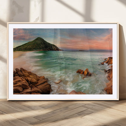 53831025-MGC-FP-36x24_Natural-Coastal Landscape Wall Art – Tropical Beach Ocean Canvas Print, Sunset Mountain View Photography Decor for Living Room, Bedroom,