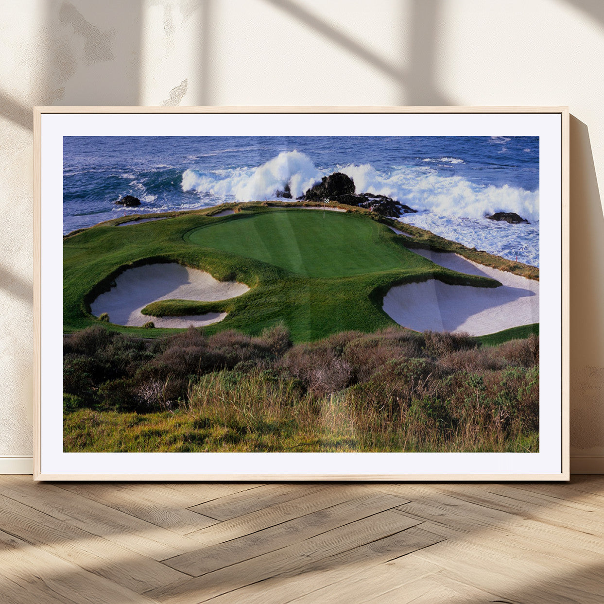 22776914-MGV-CV-36X24-Golf Course Wall Art – Oceanfront Green Canvas Print, Coastal Pebble Beach Photography Sports Decor for Living Room, Office, Man