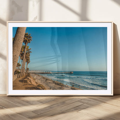 92568259-MGC-FP-36x24_Natural-California Beach Wall Art – Palm Tree Pier Canvas Print, Coastal Ocean Photography Seaside Decor for Living Room, Bedroom, Office,