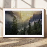 38316884-MGC-FP-36x24_Natural-Landscape Wall Art – Misty Mountain Valley Canvas Print, Scenic Pine Forest and Sunrise Photography Decor for Bedroom, Living