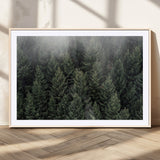 84059409-MGC-FP-36x24_Natural-Forest Wall Art – Misty Evergreen Trees Canvas Print, Tranquil Nature Photography Decor for Bedroom, Living Room, Office, Cabin or