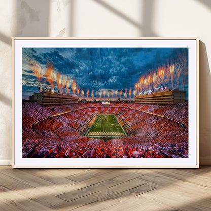 94266219-MGC-FP-36x24_Natural-Neyland Stadium Wall Art – Tennessee Volunteers Checkerboard Game Day Canvas Print, College Football Fireworks Decor for Man Cave