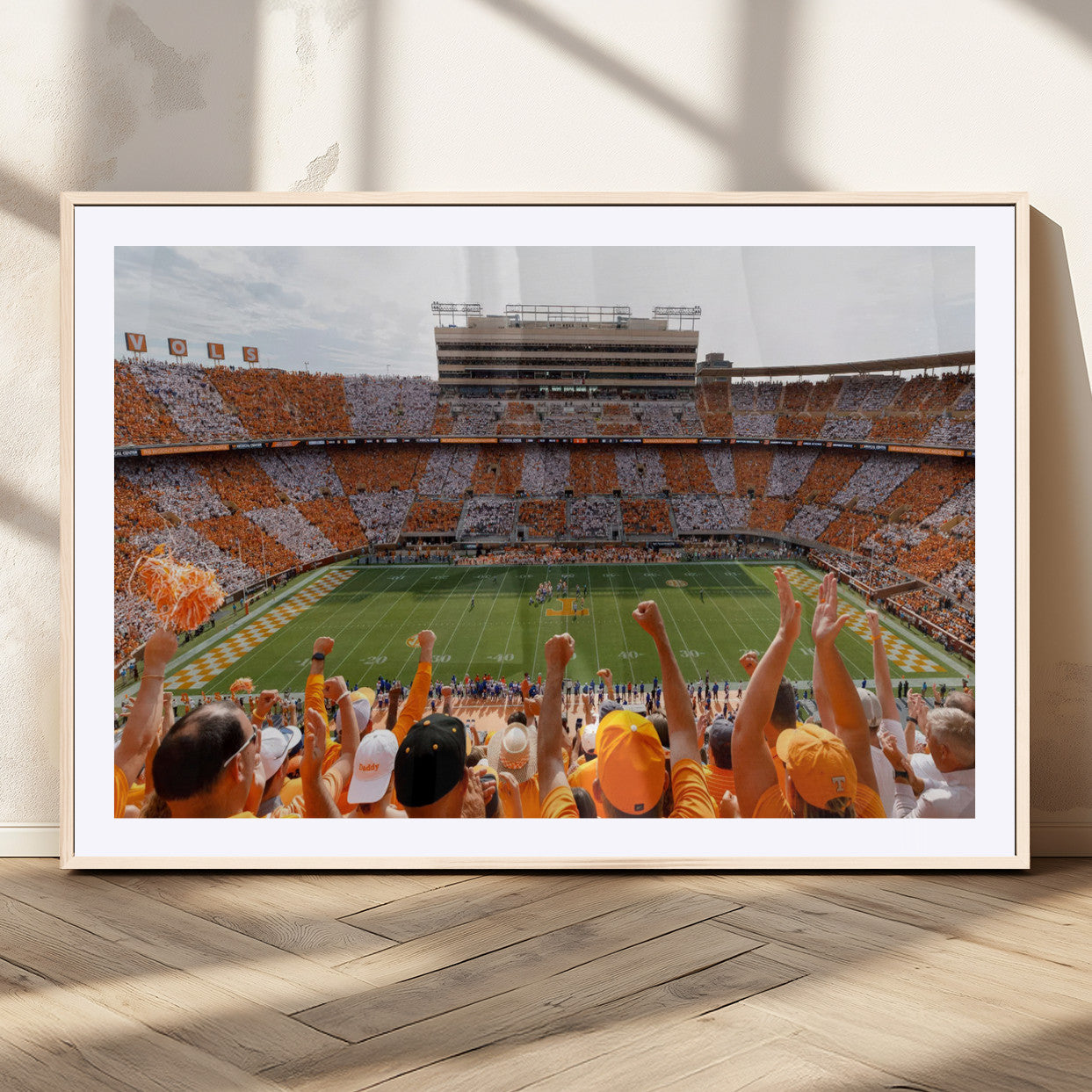 76011417-MGC-FP-36x24_Natural-Tennessee Volunteers Wall Art – Neyland Stadium Checkerboard Crowd Canvas Print, Vols Football Game Day Fan Perspective Sports