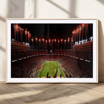 73358115-MGC-FP-36x24_Natural-Tennessee Volunteers Wall Art – Neyland Stadium Fireworks Night Game Canvas Print, Vols Football Checkerboard Endzone Sports Decor